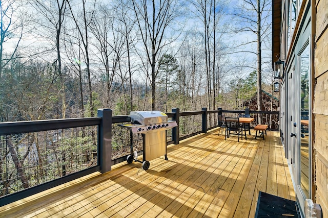 deck with a grill