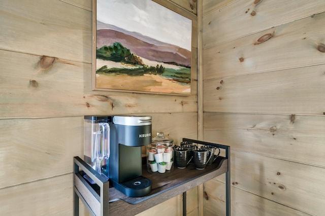 kitchen with wooden walls