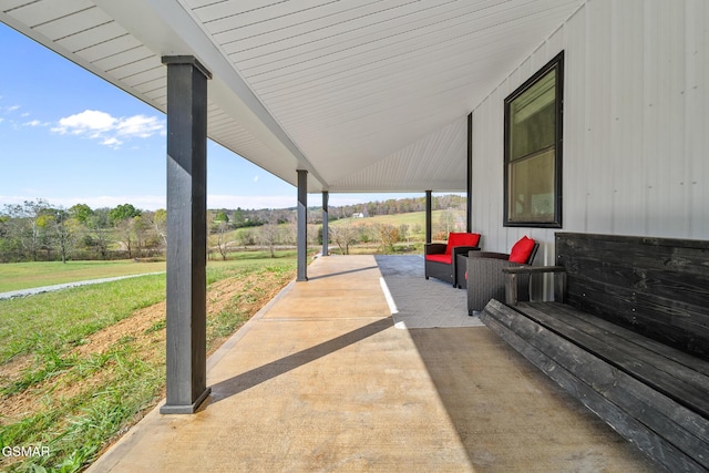 view of patio featuring a rural view