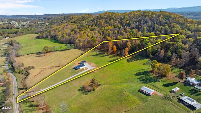 aerial view featuring a rural view