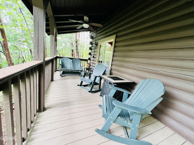 2527 Raccoon Hollow Way, Sevierville, TN 37862 - wooden terrace featuring ceiling fan