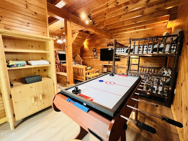 2527 Raccoon Hollow Way, Sevierville, TN 37862 - rec room with wood walls, wooden ceiling, and wood finished floors