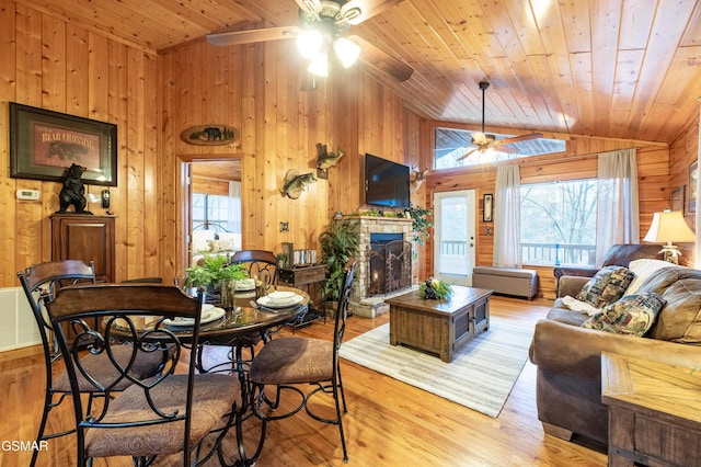 2210 Hawks Point Way, Sevierville, TN 37862 - living room with ceiling fan, wood finished floors, vaulted ceiling, and wood ceiling