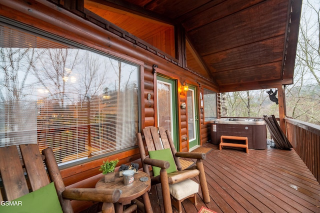 2210 Hawks Point Way, Sevierville, TN 37862 - wooden deck featuring a hot tub