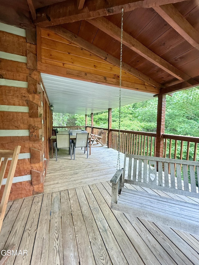 2575 Black Bear Ln, Sevierville, TN 37876 - wooden terrace with outdoor dining space