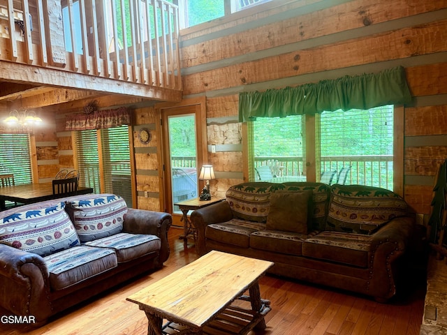 2575 Black Bear Ln, Sevierville, TN 37876 - living room with hardwood / wood-style floors and a towering ceiling