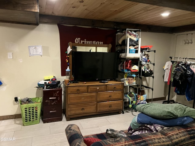 815 Hartsell Rd, Newport, TN 37821 - bedroom featuring wood ceiling and light tile patterned floors