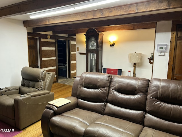 815 Hartsell Rd, Newport, TN 37821 - home theater with light wood finished floors and beam ceiling