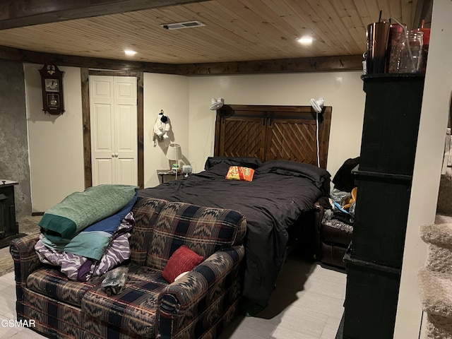 815 Hartsell Rd, Newport, TN 37821 - bedroom with wood ceiling, wood finished floors, and recessed lighting