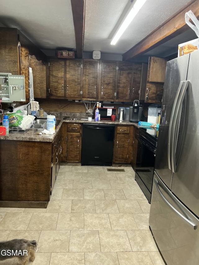815 Hartsell Rd, Newport, TN 37821 - kitchen with freestanding refrigerator, dishwasher, dark brown cabinetry, and range