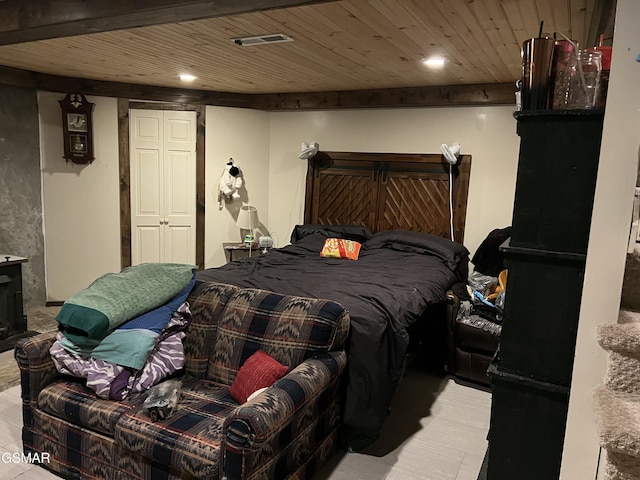 815 Hartsell Rd, Newport, TN 37821 - bedroom with wood ceiling, recessed lighting, and wood finished floors