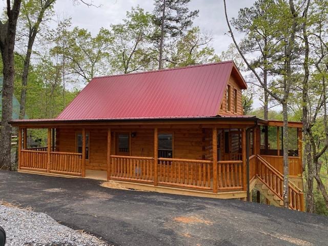 cabin with a porch