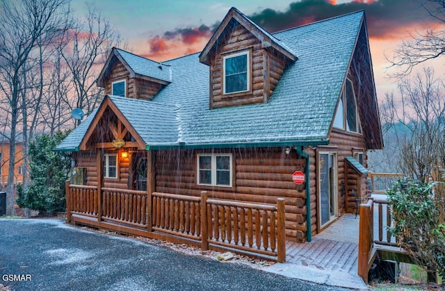 view of log-style house