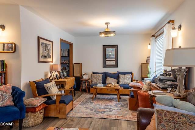 living area featuring wood finished floors