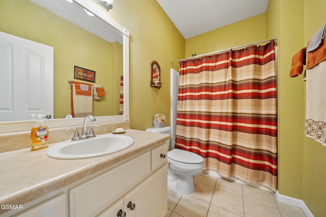 854 River Cliff Dr, Kodak, TN 37764 - full bathroom featuring vanity, tile patterned flooring, toilet, and a shower with curtain