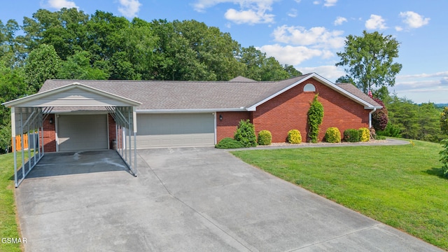 854 River Cliff Dr, Kodak, TN 37764 - single story home featuring brick siding, a front lawn, and a garage