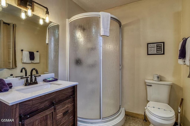 1785 Blue Ridge Rd, Sevierville, TN 37876 - full bathroom with vanity, a shower stall, tile patterned floors, and toilet