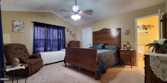 1003 Woullard Way Unit 1, Sevierville, TN 37876 - carpeted bedroom with lofted ceiling, a ceiling fan, and ensuite bathroom