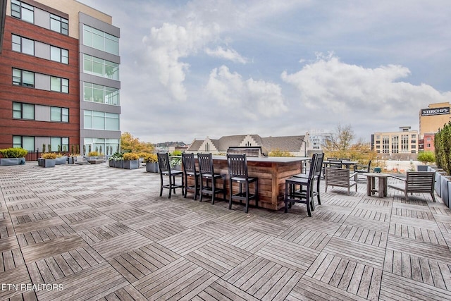 view of patio / terrace featuring a bar