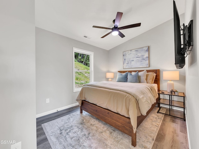 3141 Teaster Ln Unit 2, Pigeon Forge, TN 37863 - bedroom featuring wood finished floors, lofted ceiling, and ceiling fan