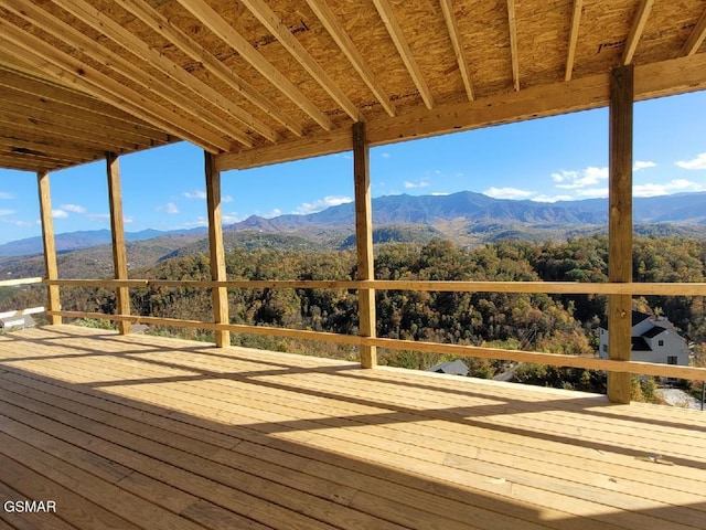 deck featuring a mountain view