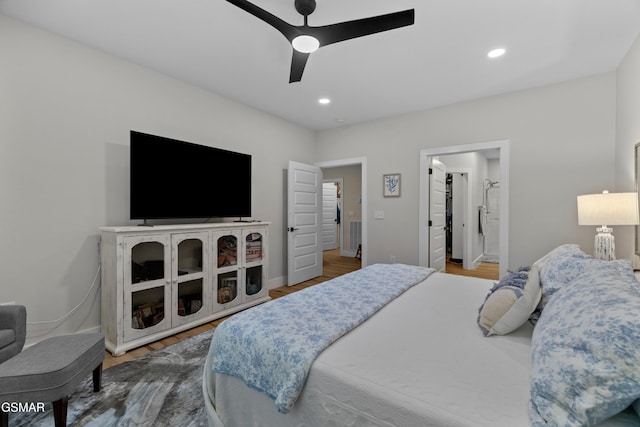 1032 Patriots Dr, Dandridge, TN 37725 - bedroom with recessed lighting, ceiling fan, and wood finished floors