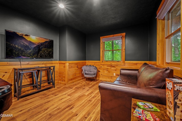 308 Brown Wren Way, Gatlinburg, TN 37738 - living area with wood finished floors, wainscoting, wooden walls, and recessed lighting