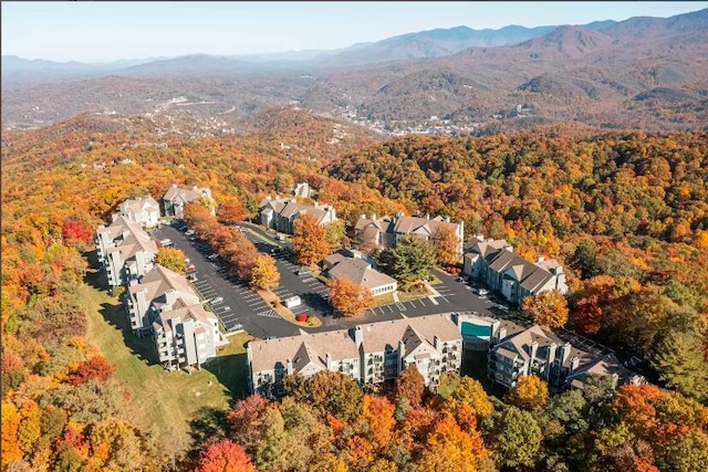 drone / aerial view with a mountain view