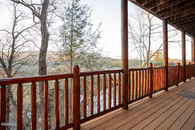 deck with a mountain view