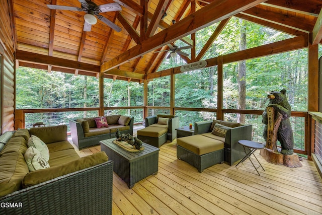 2313 Bogle Spring Loop, Sevierville, TN 37862 - sunroom with ceiling fan and outdoor lounge area