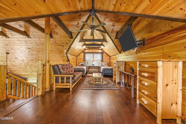 2313 Bogle Spring Loop, Sevierville, TN 37862 - sitting room featuring wood ceiling, hardwood / wood-style floors, wood walls, and an upstairs landing