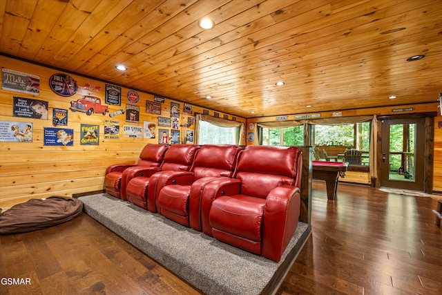 2313 Bogle Spring Loop, Sevierville, TN 37862 - cinema with wooden ceiling, hardwood / wood-style floors, recessed lighting, and wood walls