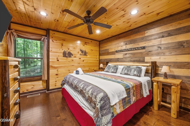 2313 Bogle Spring Loop, Sevierville, TN 37862 - bedroom with hardwood / wood-style flooring, recessed lighting, wood walls, and wood ceiling