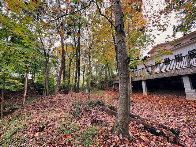 view of yard featuring a deck