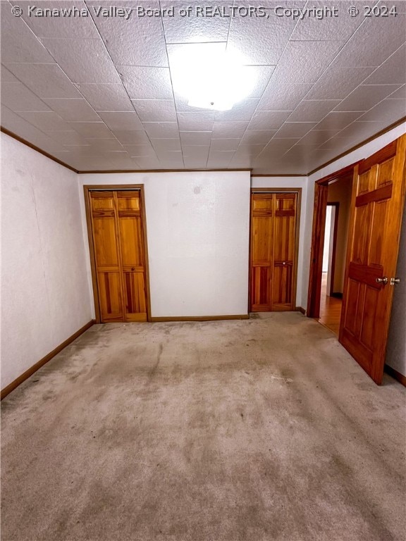 basement with carpet