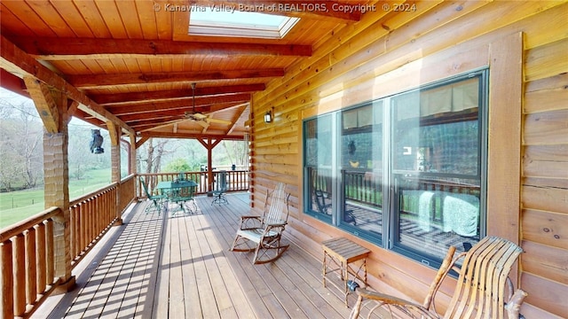 deck featuring ceiling fan