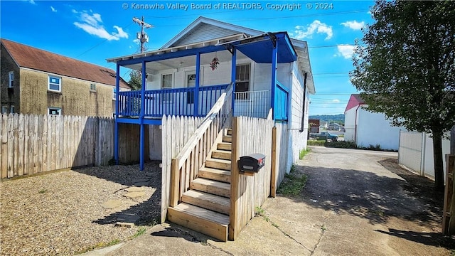 exterior space with covered porch