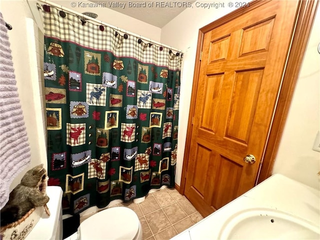 bathroom featuring tile patterned floors, toilet, and sink