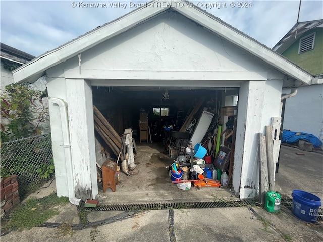 view of garage