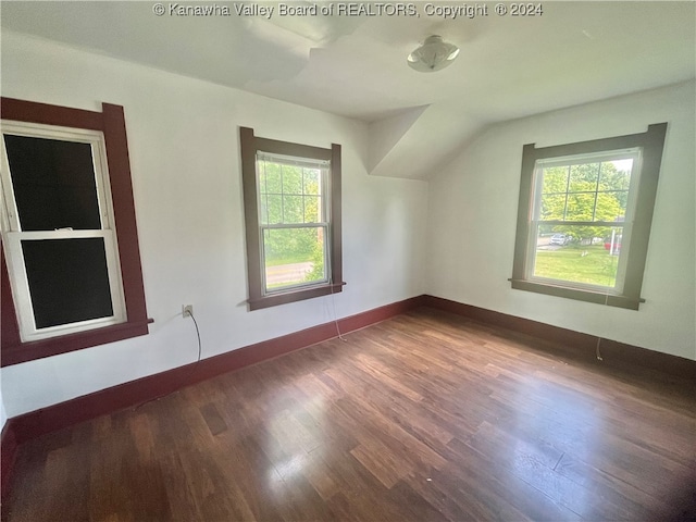 bonus room featuring plenty of natural light and hardwood / wood-style flooring