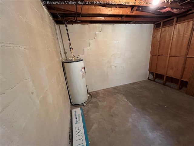 basement with electric water heater