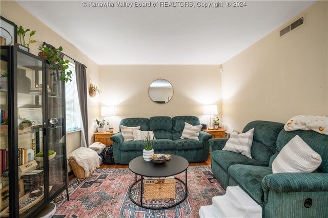 living room with wood-type flooring