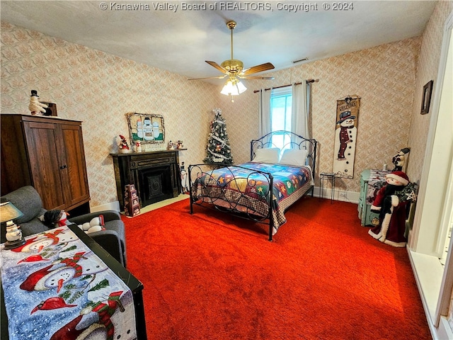 bedroom with carpet and ceiling fan