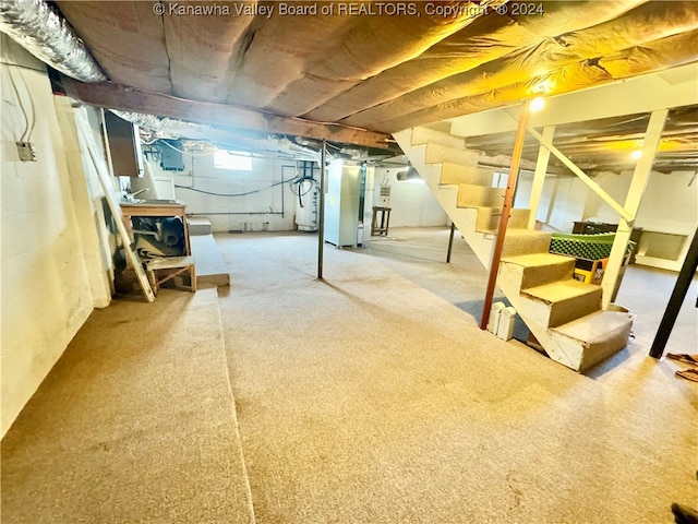 basement with heating unit