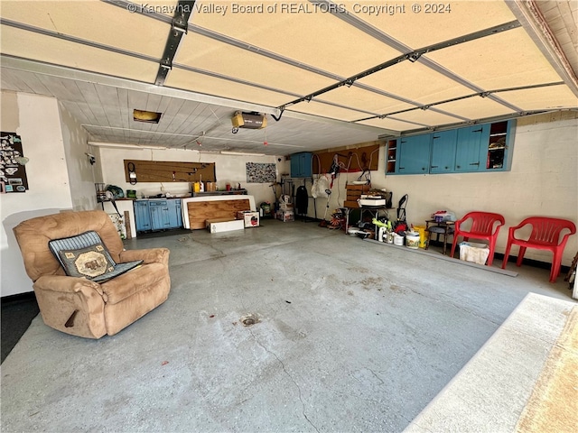 garage with a garage door opener