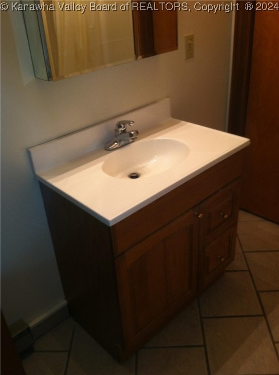 bathroom featuring vanity and tile patterned floors