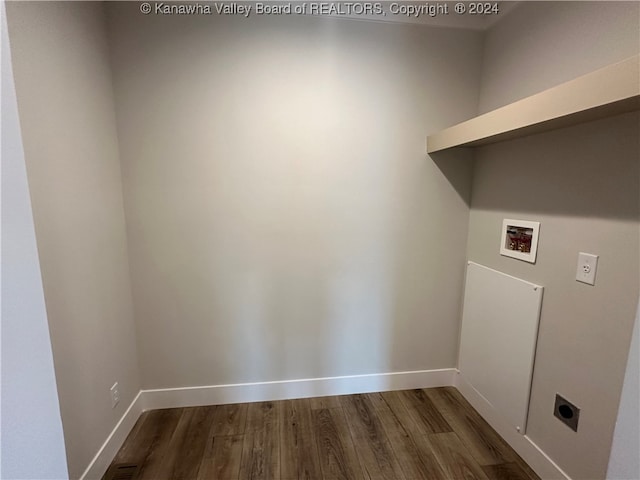 laundry room with washer hookup, hookup for an electric dryer, and dark hardwood / wood-style floors