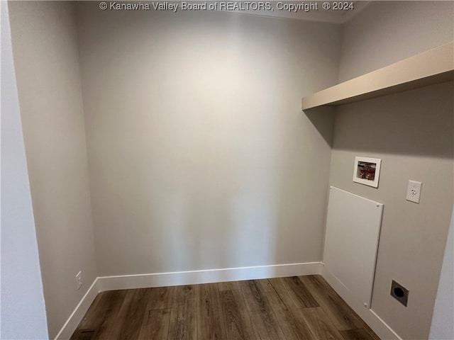 laundry area with hookup for a washing machine, wood-type flooring, and hookup for an electric dryer