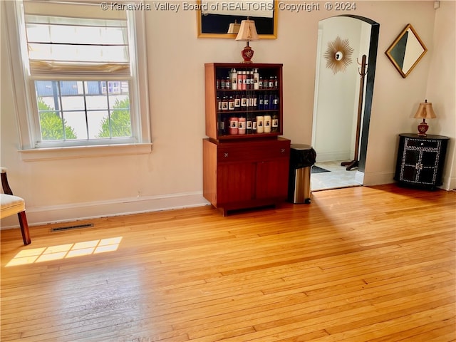 interior space with light hardwood / wood-style floors