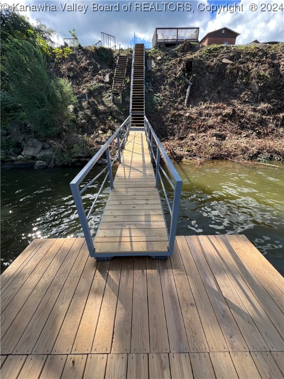 dock area featuring a water view